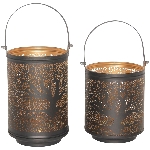WindLicht Doré, Metall, schwarz/gold, 15x15x25 cm