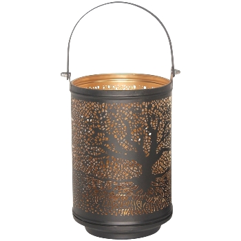 WindLicht Doré, Metall, schwarz/gold, 15x15x25 cm