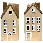 Haus mit LED Marta, beige, Steingut, 10x7x21 cm
