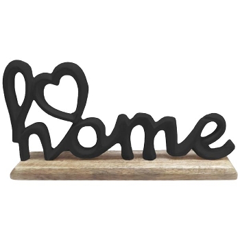 SchriftZug Home Puri, schwarz, Alu/Holz, 14x5x30,5 cm