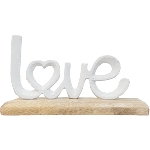 SchriftZug Love Puri, weiß, Alu/Holz, 11,5x5x17,5 cm
