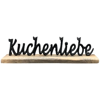 SchriftZug KuchenLiebe Puri, Alu/Holz, 7x5x26 cm