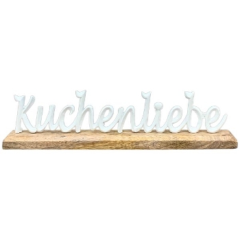 SchriftZug KuchenLiebe Puri, Alu/Holz, 10x5x40 cm