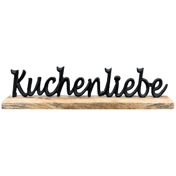 SchriftZug KuchenLiebe Puri, Alu/Holz, 10x5x40 cm