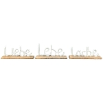 SchriftZug Lebe, Liebe, Lache Puri, Alu/Holz, 9x5x23 cm