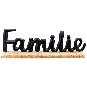 SchriftZug Familie Puri, Alu/Holz, 11x5x30 cm
