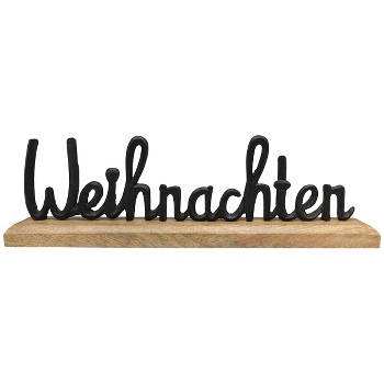 SchriftZug Weihnachten Puri, schwarz, Alu/Holz, 10x5x27 cm