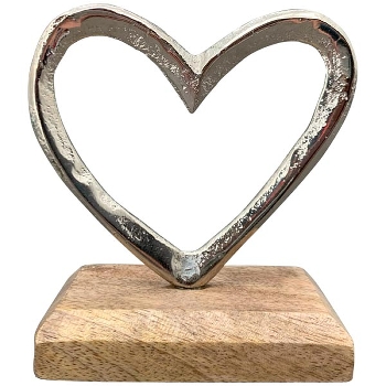 Herz Puri, Alu/Holz, 8x5x9 cm