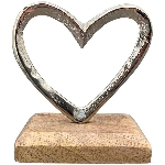 Herz Puri, Alu/Holz, 8x5x9 cm