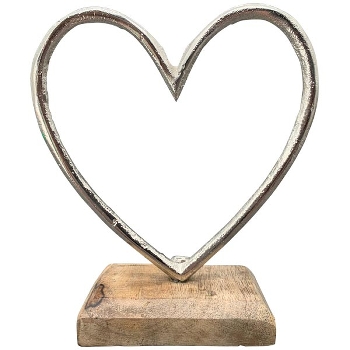 Herz Puri, Alu/Holz, 12x5x14 cm