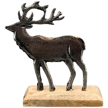 Rentier Puri, Alu/Holz, 15x5x16,5 cm