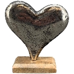 Herz Puri, Alu/Holz, 12x5x13 cm