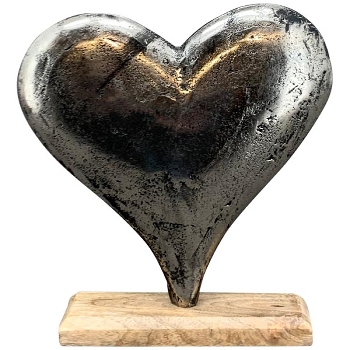 Herz Puri, Alu/Holz, 20x5x20 cm
