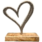 Herz Puri, silber, Alu/Holz, 12x6x17 cm