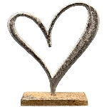 Herz Puri, silber, Alu/Holz, 20x6x27 cm