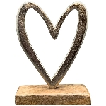 Herz Puri, silber, Alu/Holz, 13,5x5,5x18 cm