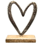 Herz Puri, silber, Alu/Holz, 18,5x5,5x22 cm