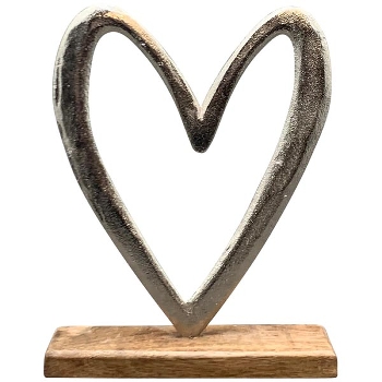Herz Puri, silber, Alu/Holz, 23x6x27 cm