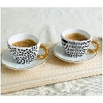 EspressoTasse mit Unterteller NoirBlanc, Stoneware, 9x6,9x4,7 cm