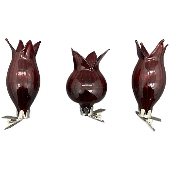 BlumeVase mit Klammer Set/3 Vitreous, rot, Glas, 14x11x5 cm