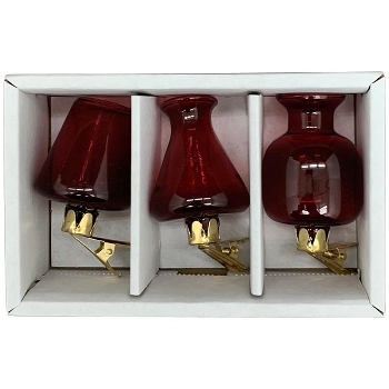 Vase mit Klammer Set/3 Vitreous, rot, Glas, 14,5x9x5 cm