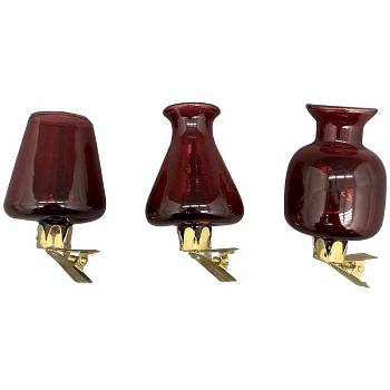 Vase mit Klammer Set/3 Vitreous, rot, Glas, 14,5x9x5 cm