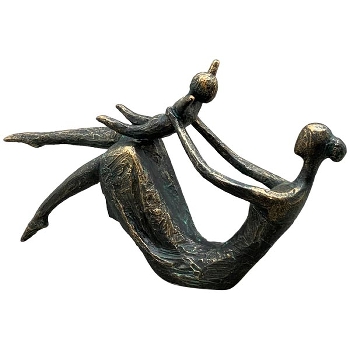 Frau mit Kind Skulptur Hilda, bronze, Polyresin, 33,5x7,6x13,3 cm