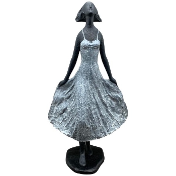 FrauenSkulptur Hilda, bronze/grau, Polyresin, 29,7x18,8x53,8 cm
