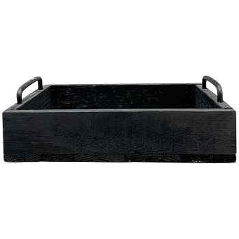Tablett Bloom, schwarz, Holz/Metall, 25x20x8 cm