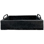 Tablett Bloom, schwarz, Holz/Metall, 25x20x8 cm