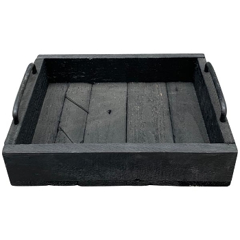 Tablett Bloom, schwarz, Holz/Metall, 25x20x8 cm
