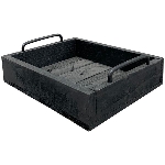 Tablett Bloom, schwarz, Holz/Metall, 25x20x8 cm