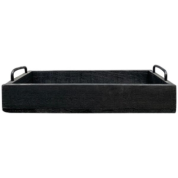 Tablett Bloom, schwarz, Holz/Metall, 35x20x8,5 cm