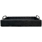 Tablett Bloom, schwarz, Holz/Metall, 35x20x8,5 cm