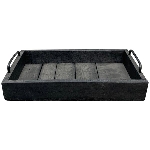 Tablett Bloom, schwarz, Holz/Metall, 35x20x8,5 cm