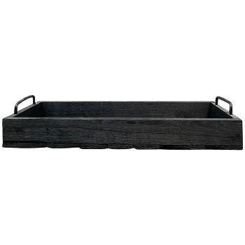 Tablett Bloom, schwarz, Holz/Metall, 45x20,5x8,5 cm