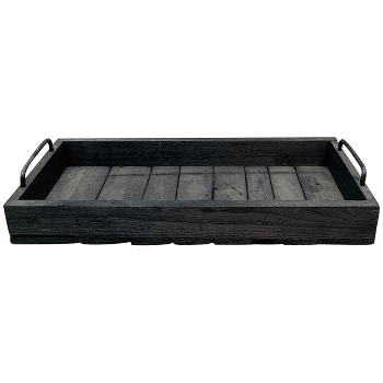 Tablett Bloom, schwarz, Holz/Metall, 45x20,5x8,5 cm