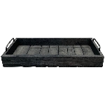Tablett Bloom, schwarz, Holz/Metall, 45x20,5x8,5 cm