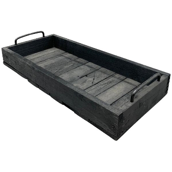 Tablett Bloom, schwarz, Holz/Metall, 45x20,5x8,5 cm