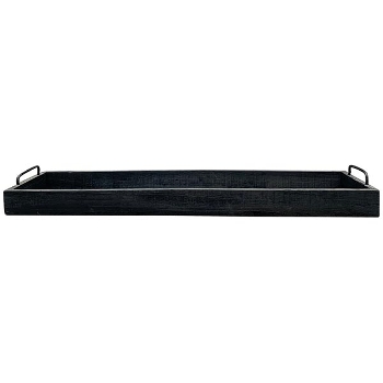 Tablett Bloom, schwarz, Holz/Metall, 75x20x8,5 cm