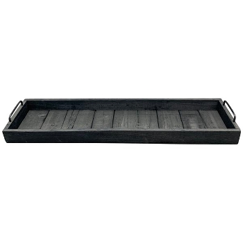 Tablett Bloom, schwarz, Holz/Metall, 75x20x8,5 cm