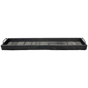 Tablett Bloom, schwarz, Holz/Metall, 90x20x5,5 cm