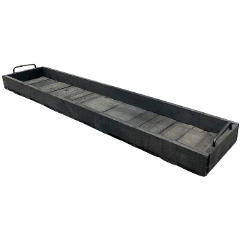 Tablett Bloom, schwarz, Holz/Metall, 90x20x5,5 cm