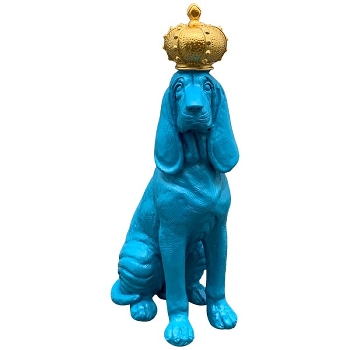 Hund Lilian, blau, Polyresin, 11,5x7,5x24 cm
