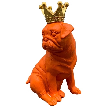 Hund Lilian, orange, Polyresin, 14x10x21 cm