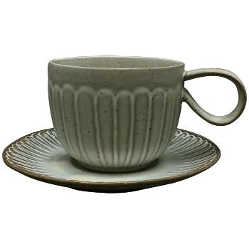 KaffeeTasse Set couper, grün, Stoneware, 13,5x13,5x7,5 cm
