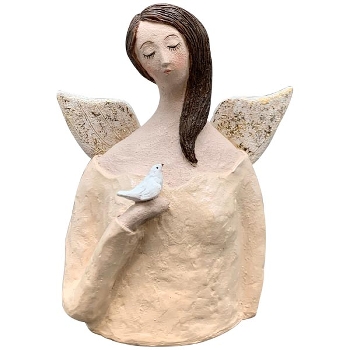 Engel CrivA, lachs, Polyresin, 18x11x22,5 cm