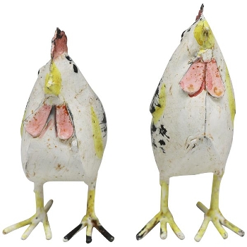 Huhn und Henne Kanu, Metall, 11x5x11 cm, 8x6x11 cm