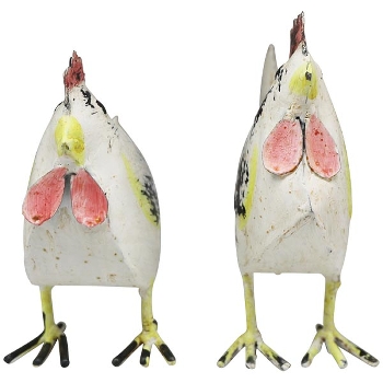 Huhn und Henne Kanu, Metall, 17x6,5x16 cm, 11x8x13 cm