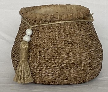 Topf DUR, beige, Zement, 16,7x16,7x13 cm